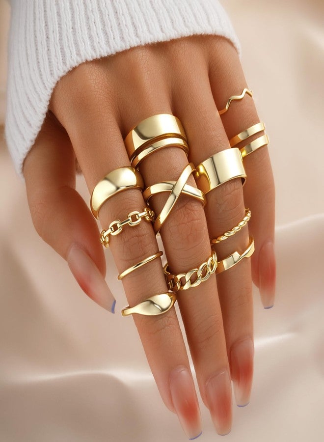 YEEZII 25 Pcs Gold Knuckle Rings Set for Women, Cute Stackable Finger Midi Rings, Dainty Gold Chunky Stacking Womens ring pack - Image 5